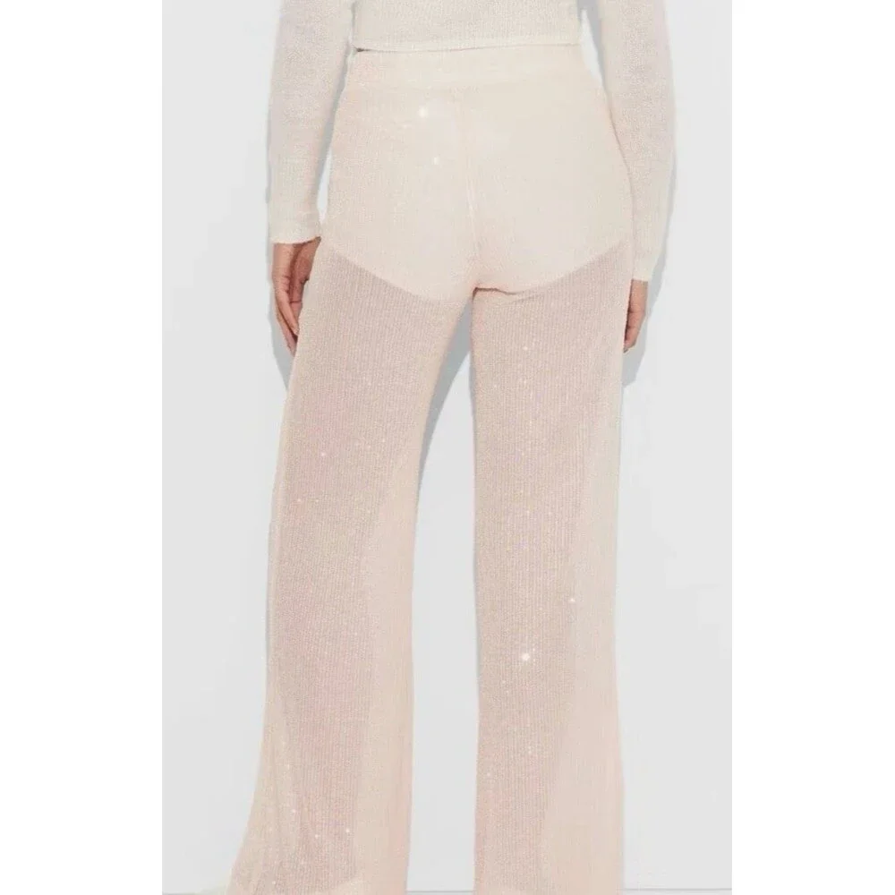 Wide Leg Pink Holiday Sequin Pants ~ Wild Fable ~ Size: L ~ NWT - Picture 3 of 6